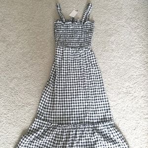 H&M smocked checked midi dress